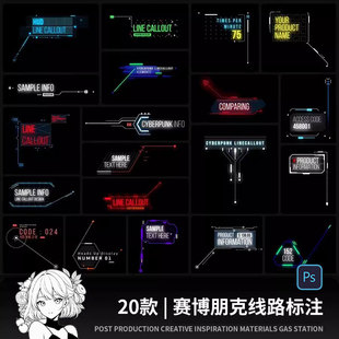 赛博朋克风科技未来科幻路线路径标注PSD海报设计素材图PS模板