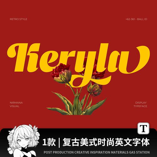 1款复古美式时尚创意logo设计粗体英文字体安装包PSAI字体库