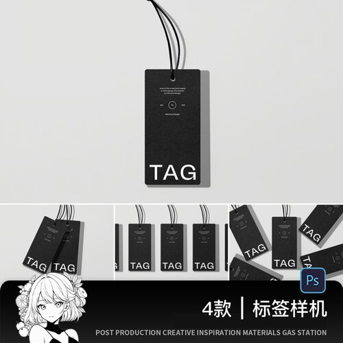品牌服装标签吊牌价格牌样机vi提案贴图mockup素材可改色