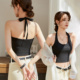 绑带蝴蝶结系带女露背美背带胸垫文胸一体背心吊带港式 设计感上衣