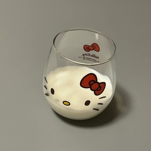创意kt猫高硼杯子凯蒂猫玻璃杯家用水杯透明杯哈喽kt猫宿舍牛奶杯
