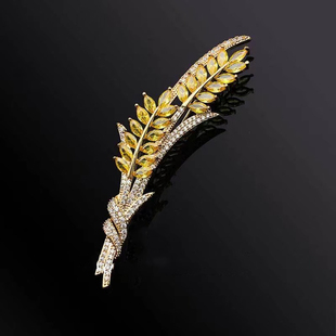 胸针轻奢高级感男士 胸针西服女大衣别针配饰 时尚 金色麦穗胸花西装