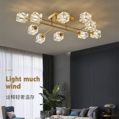 全铜后现代轻奢水晶灯简约现代客厅灯房间北欧温馨浪漫卧室吸顶灯