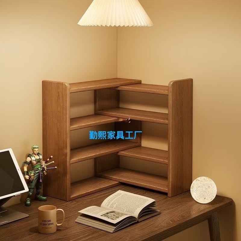 实木书架桌面置物架儿童书桌收纳架家用桌上小书柜办公室储物柜子