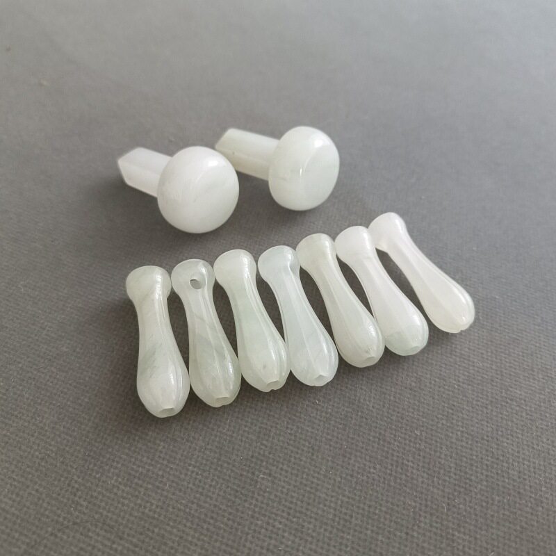 古琴玉轸雁足整体雕刻白玉琴轸天山翠玉南瓜足穿绒扣包邮古琴配件