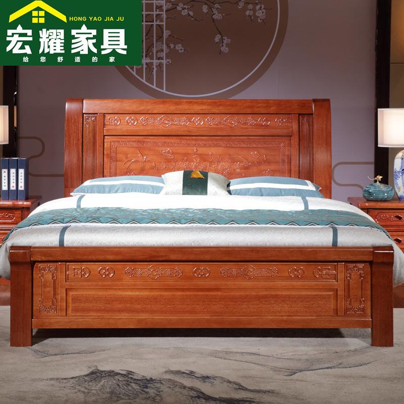 花梨木实木床1.8米双人床新中式花梨木现代简约1.5m新古典主卧床