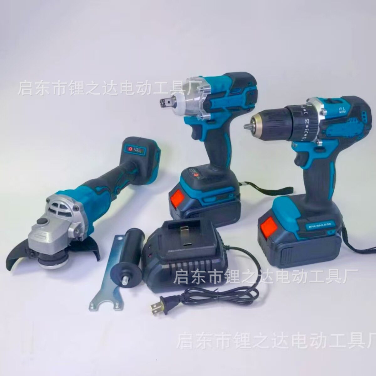 锂电电动工具套装角磨机电动扳手电钻3合1组合无刷锂电工具三件套
