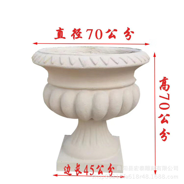 水泥玻璃钢花盆砂岩大花钵欧式广场公园户外景观摆件