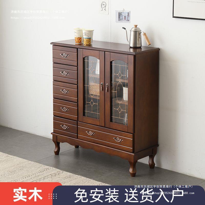 实木餐边柜简约现代酒柜餐厅白色收纳柜子厨房储物柜子客厅茶水柜