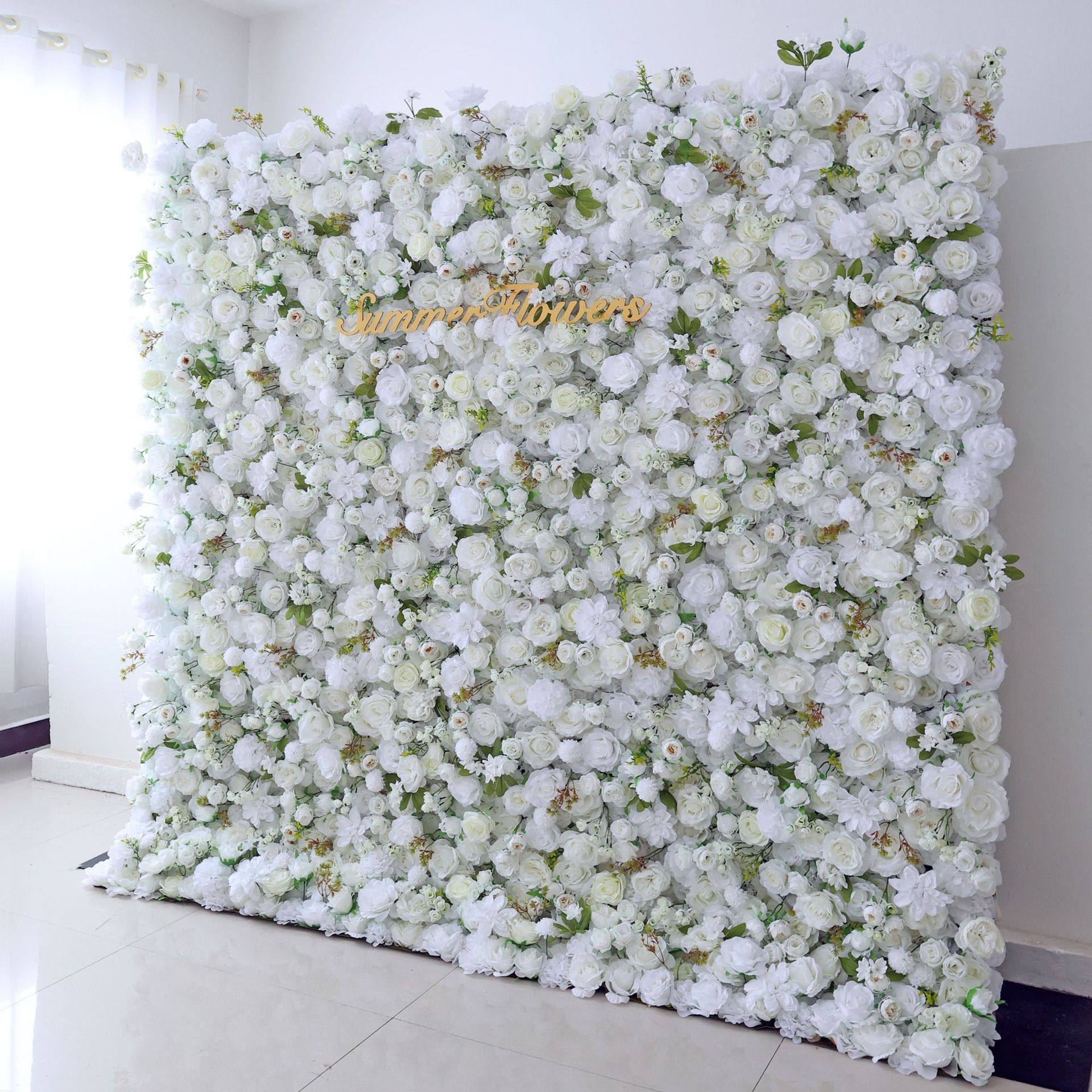 CB-342  白色仿真花墙花墙婚礼装饰 人造丝玫瑰花面板背景花墙