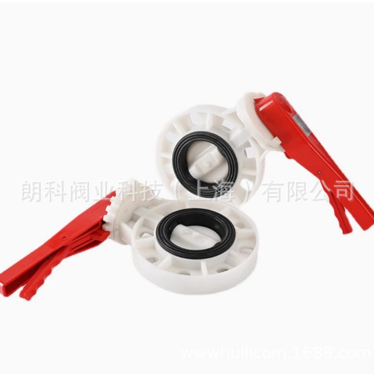 PVC手动蝶阀 塑料蝶阀D71X-10S 朗科阀业PVC塑料手柄蝶阀