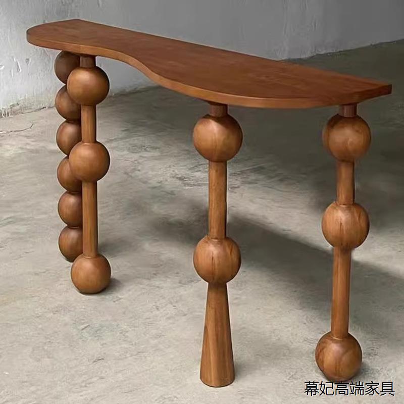 实木条案风道木条台中桌玄关侘中古寂中古玄关过复古桌玄关实木实图片