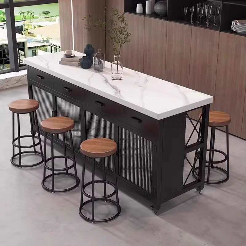 可移动中岛台柜单独料理餐边桌小户型家用开放式餐厅酒店厨房吧台