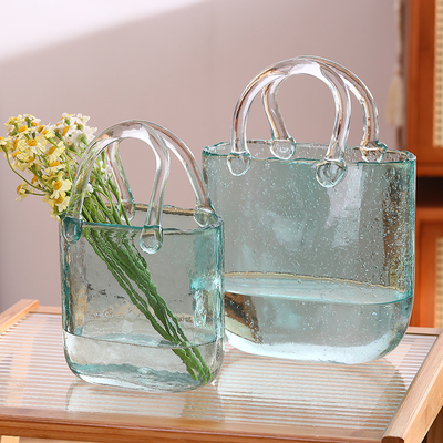 原创北欧ins风包包玻璃花瓶设计师网红款手提包水培鲜花篮养鱼
