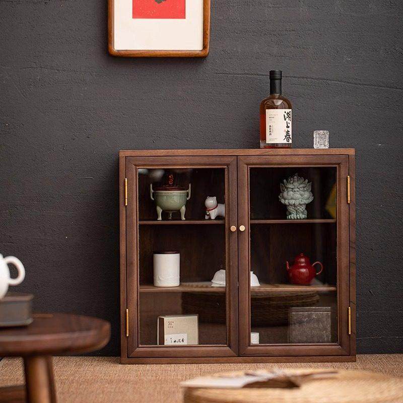 胡桃木桌面小型收纳柜储物柜实木家用茶室茶具茶叶罐防尘柜置物柜,住宅家具,家用陈列柜,淘宝优惠券,粉丝福利购,淘宝优惠卷
