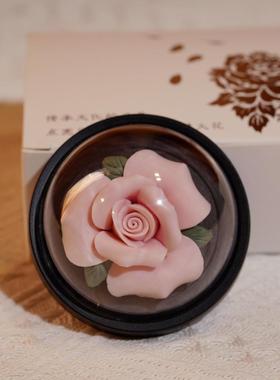 陶瓷手捏玫瑰花香薰摆件家居香精扩香器办公室客厅装饰送女生礼物