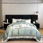 轻奢简约春夏季 凉感60支兰精天丝四件套纯色丝滑裸睡被套床上用品