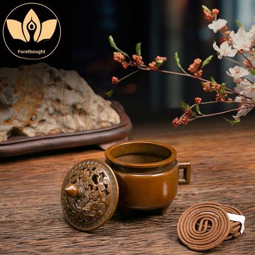 庆松堂苏工铜炉名家胡庆松制棍耳熏炉紫铜覆古炉文房摆件禅意熏香