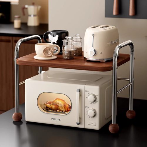 25新款中古风微波炉置物架