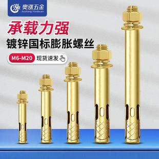 国标膨胀螺丝6mm外膨胀螺栓8mm镀锌内拉爆加长爆炸螺钉M10M12 M20