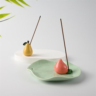 速发小众高级感水瓷造型香插鸭梨水蜜桃线香底座陶果香炉居家创意