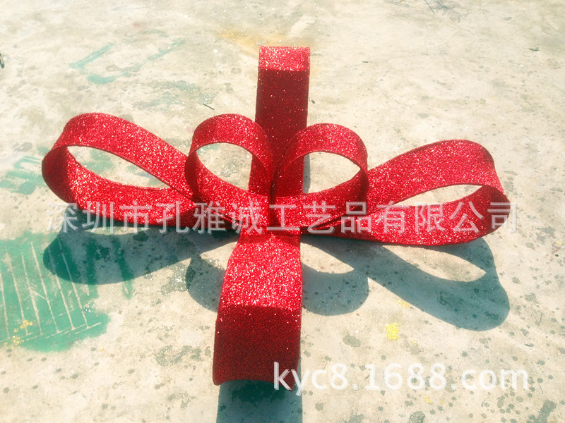 红色铁艺蝴蝶结圣诞装饰道具