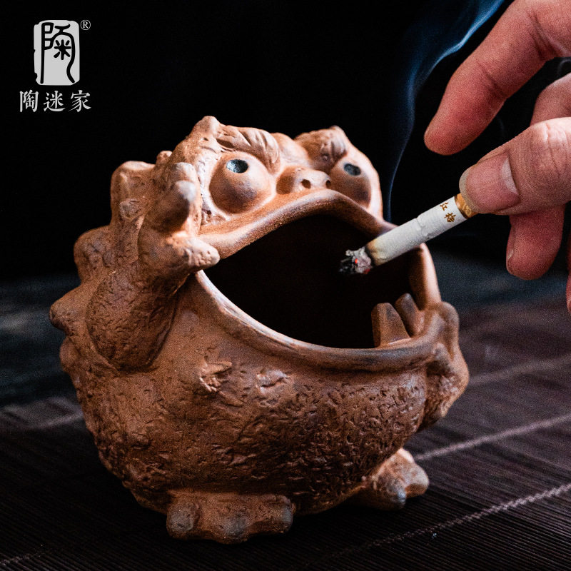 陶迷粗陶青蛙防风灭烟缸