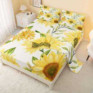 向日葵床单床笠花园向日葵女孩床上用品套装卧室宿舍装饰直销