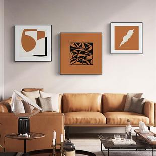 应和黄昏现代简约橙色抽象装饰画暖色系艺术挂画正方形客厅壁画