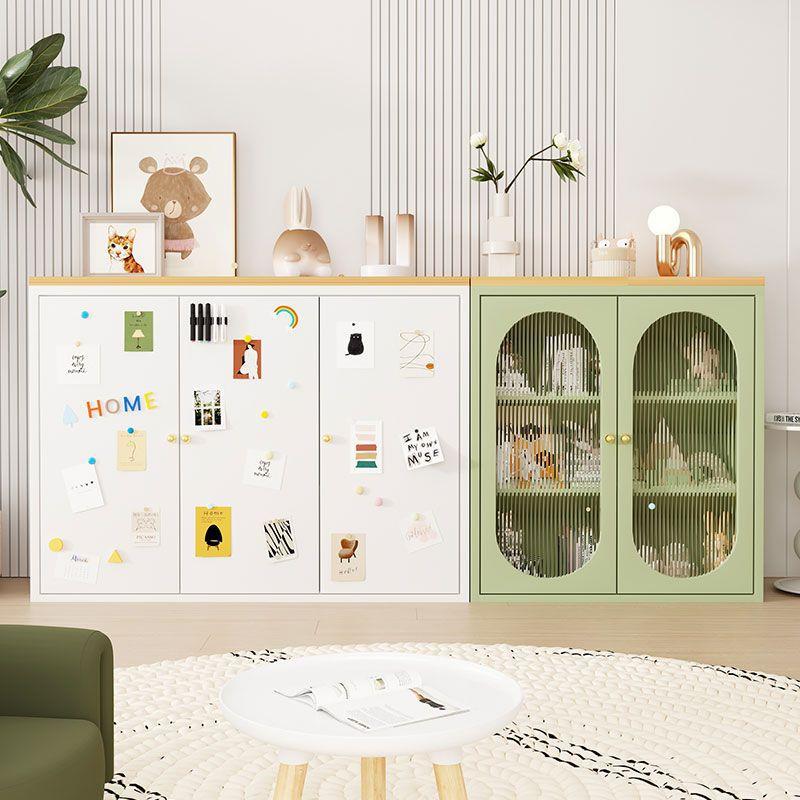 书柜家用客厅防尘落地式铁艺收纳柜钢制儿童书架储物置物柜铁皮柜