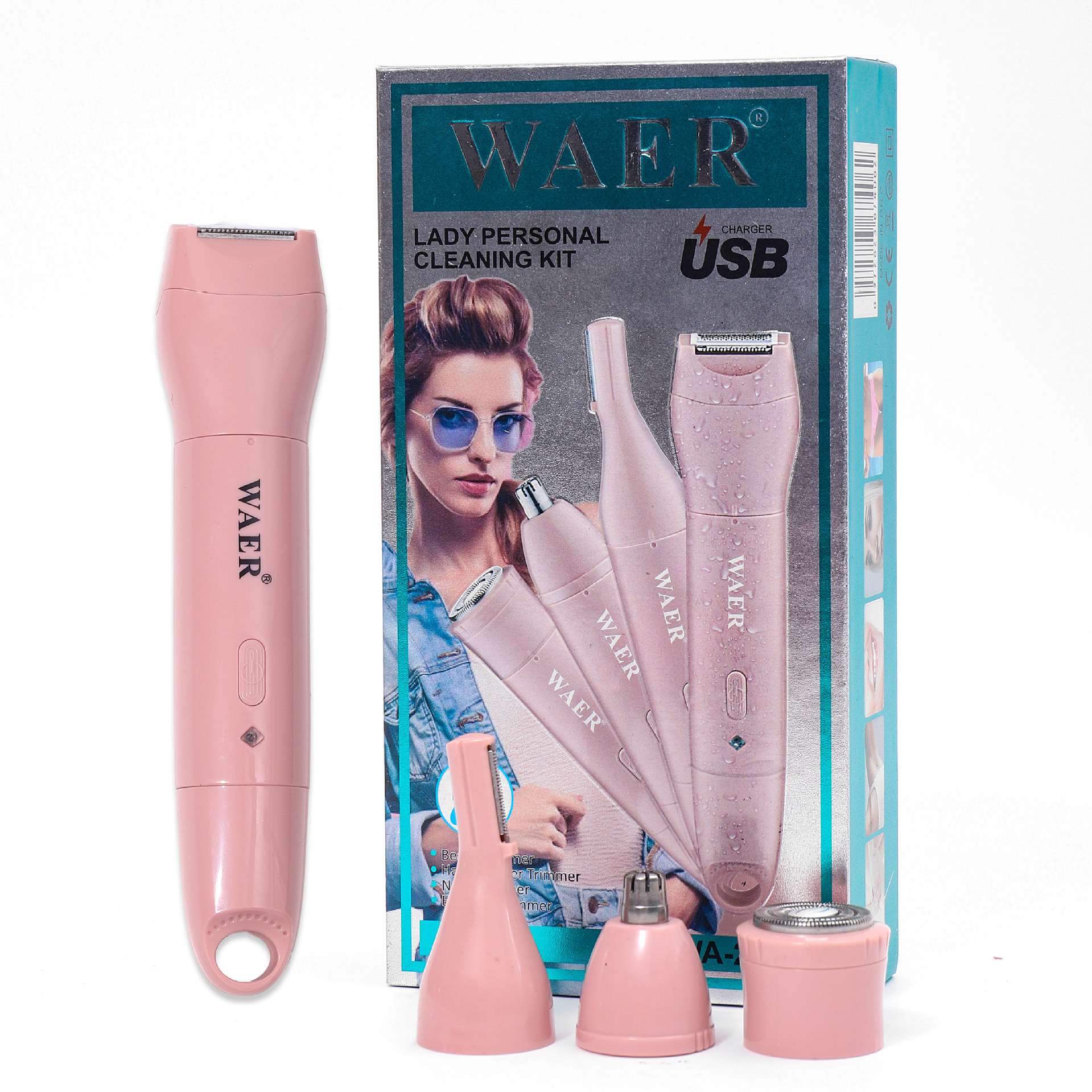 WAER佤尔四合一剃毛器女士刮毛器外贸刮毛剃须鼻毛器四合一