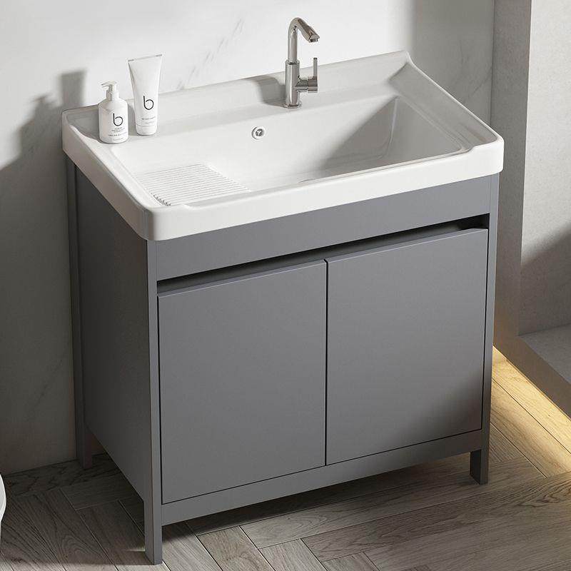 落地式洗衣柜组合太空铝陶瓷一体洗手台盆阳台室外带搓衣板洗