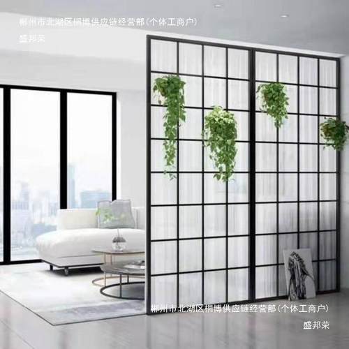 铁艺隔断屏风装饰客厅办公室玄关隔断墙家用卧室房间挂窗帘分隔墙