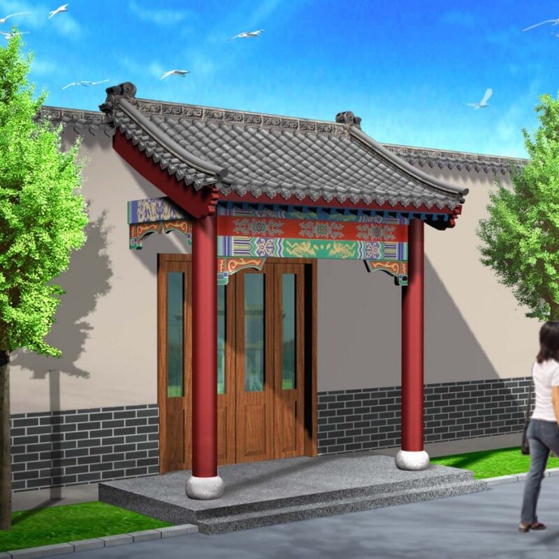 新中式仿古实木垂花门挂楣
