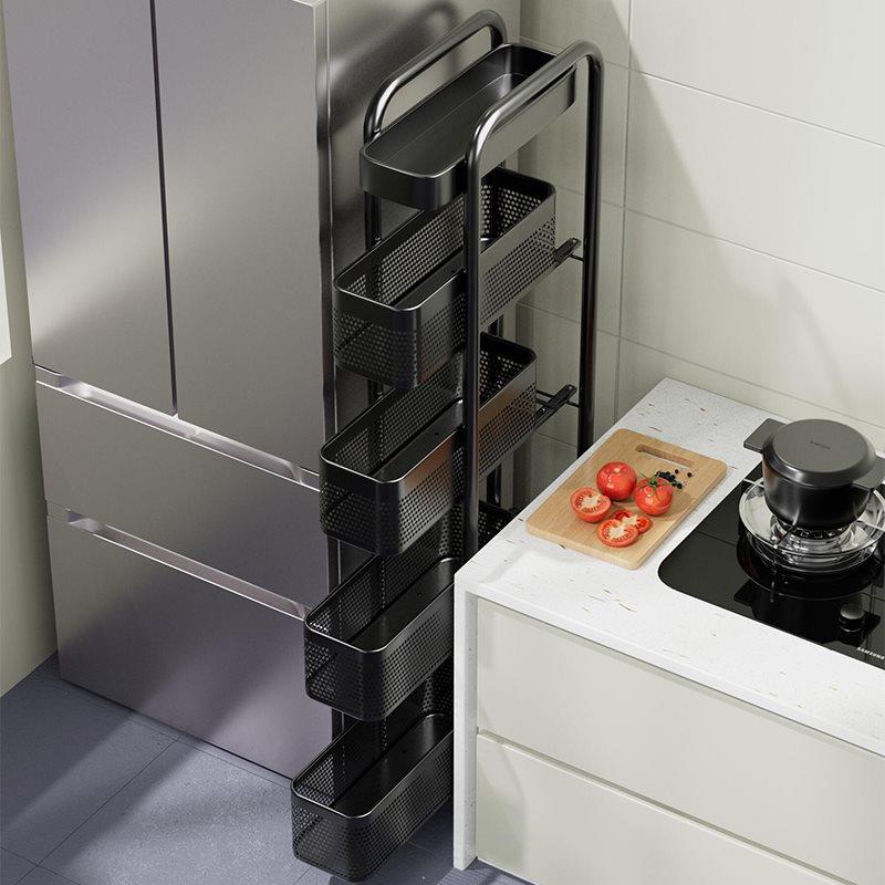 厨房置物架落地冰箱夹缝缝柜浴室多层小推车卫生间抽拉收
