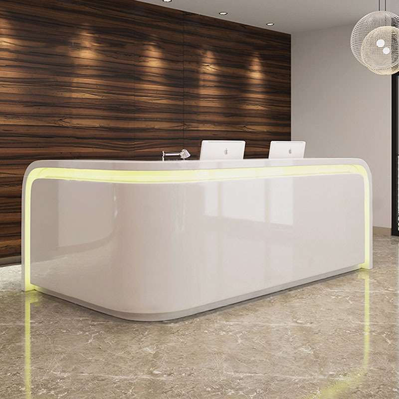 烤漆公司前台弧形接待台收白银台迎宾台大厅时尚创意吧台办公前台