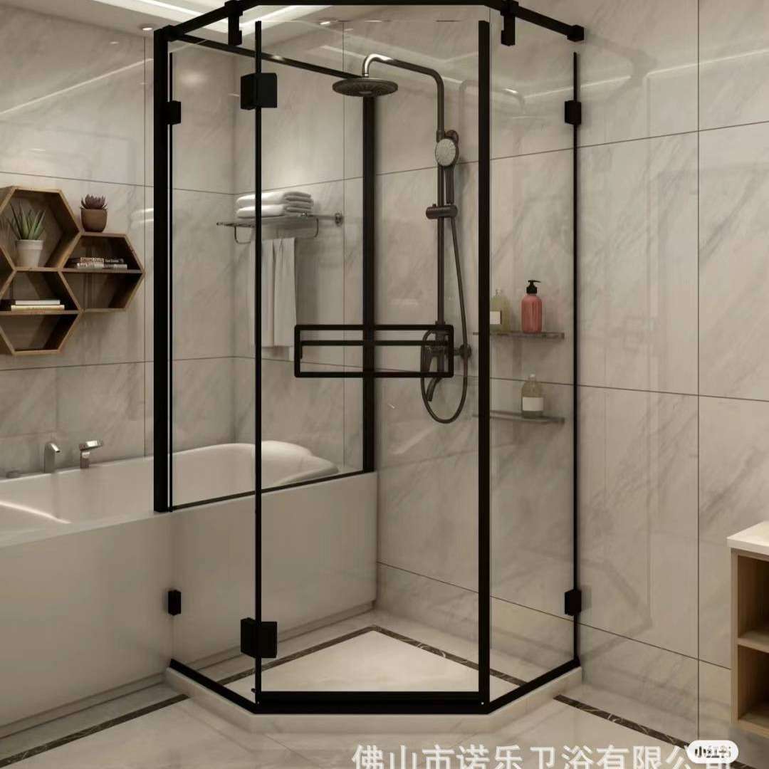 淋浴房简易整体卫生间l型折叠门小户型浴屏玻璃干湿分离隔断