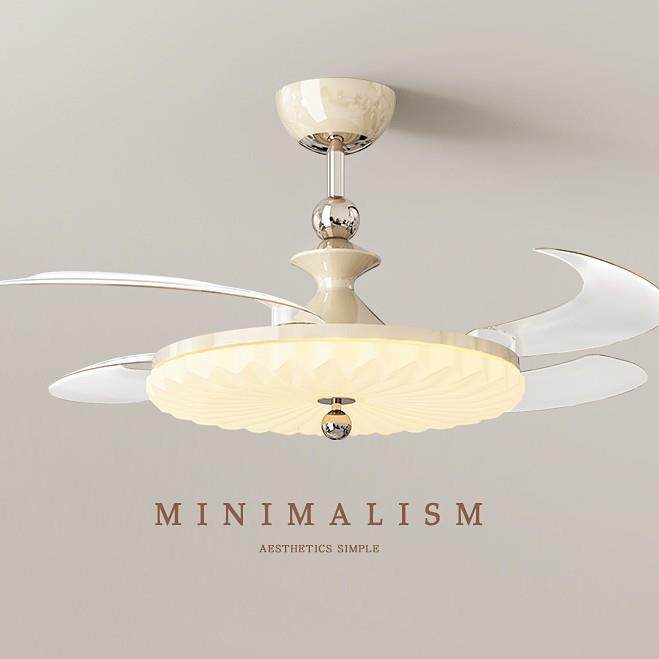 餐厅隐形风扇灯中古风吸顶灯复古新中式静音大风力卧室吊扇灯