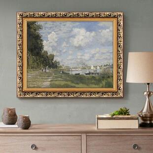 莫奈阿让特伊的河畔装饰画欧式客厅餐厅挂画风景油画卧室墙画壁画