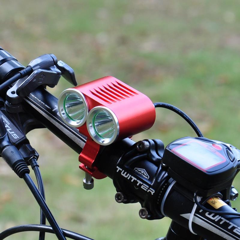 生产工厂山地车前灯单车灯T6L2夜骑灯双灯珠超亮车灯铝支架