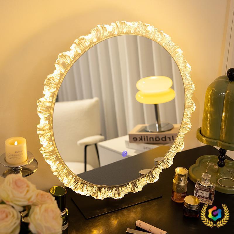 轻奢化妆镜亚克力led带灯梳妆镜异形镜梳妆台式桌面化妆镜爆