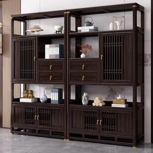 新中式博古架豪华家具收纳多宝格实木多层家具家用展示柜隔断简约