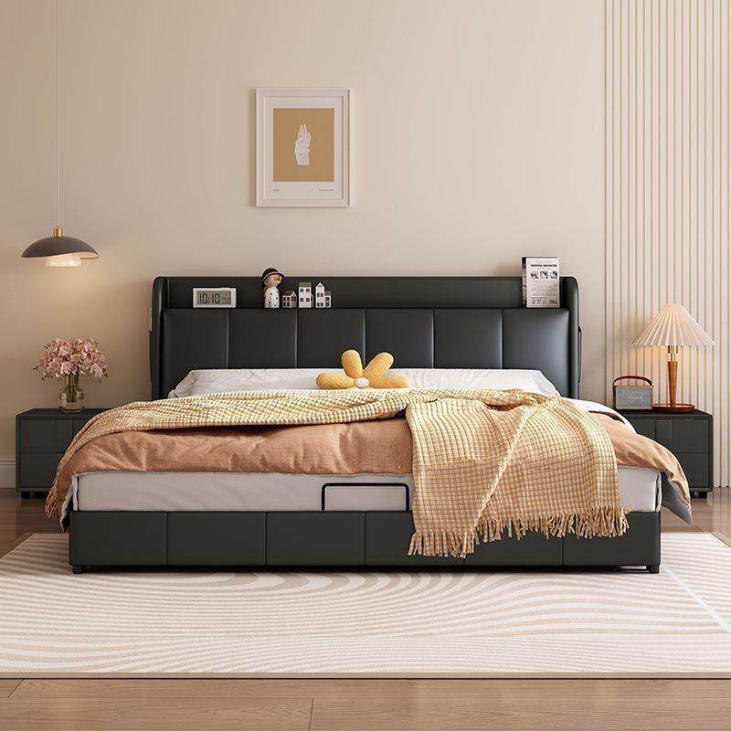 真皮床多功能储物.米双人床奶油风网红现代简约带抽屉收纳大床