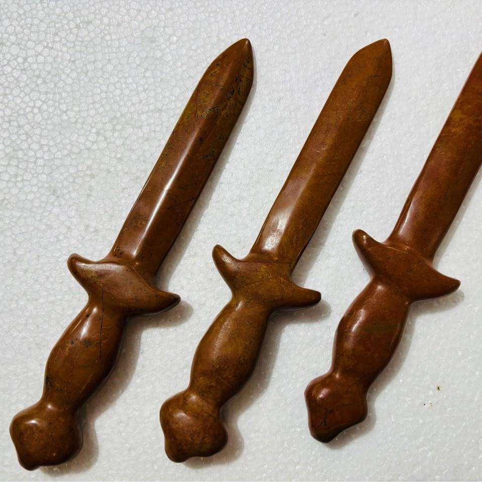 砭石工艺品加工剑挂件20公分泰山石扁鹊泗滨砭石龙凤斧子