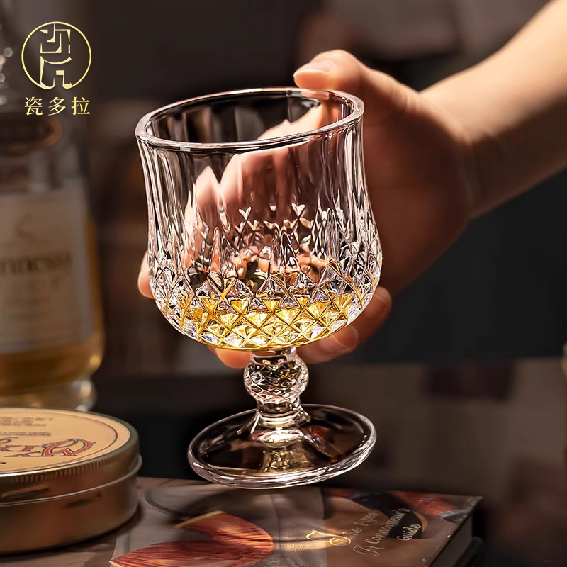 瓷多拉轻奢雕花白兰地杯创意手工水晶玻璃家用威士忌杯洋酒杯套装