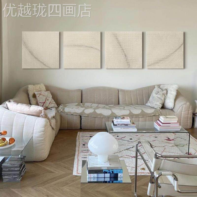 网红厅.纯绘手画《油从欢》侘寂风饰画客沙发背装景墙挂画手工现