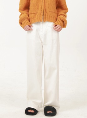 ZC.TenNine 宽松阔腿休闲简约白色牛仔裤