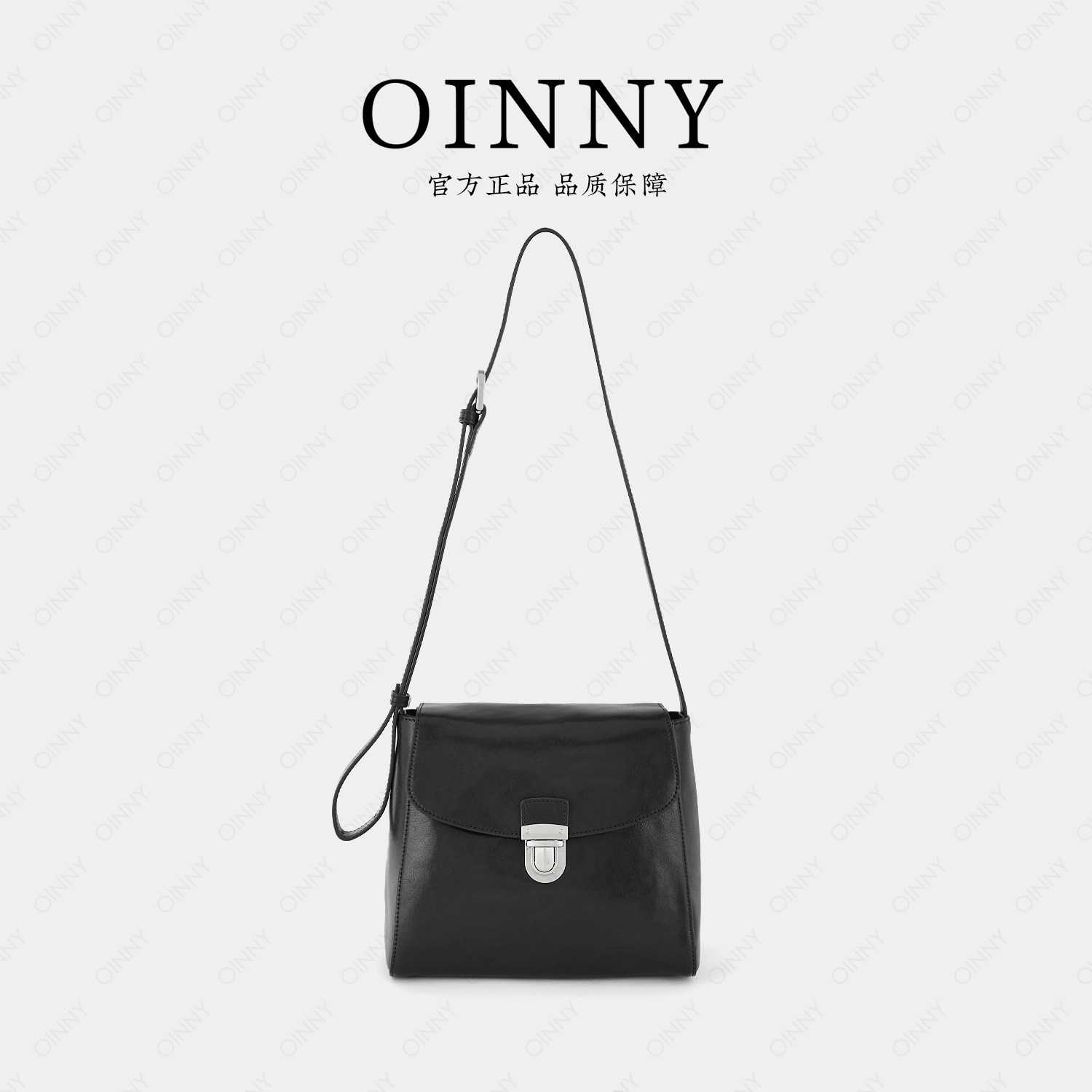 【新年礼遇】Oinny小方包黑色牛皮包女通勤风单肩斜挎包女5867