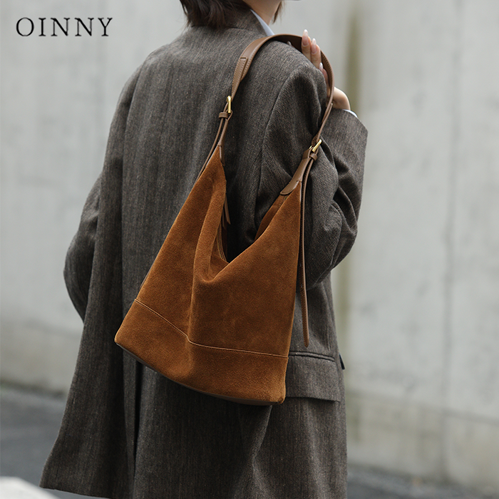 【双12狂欢】Oinny美拉德包包通勤水桶包牛皮棕色包单肩女包2825