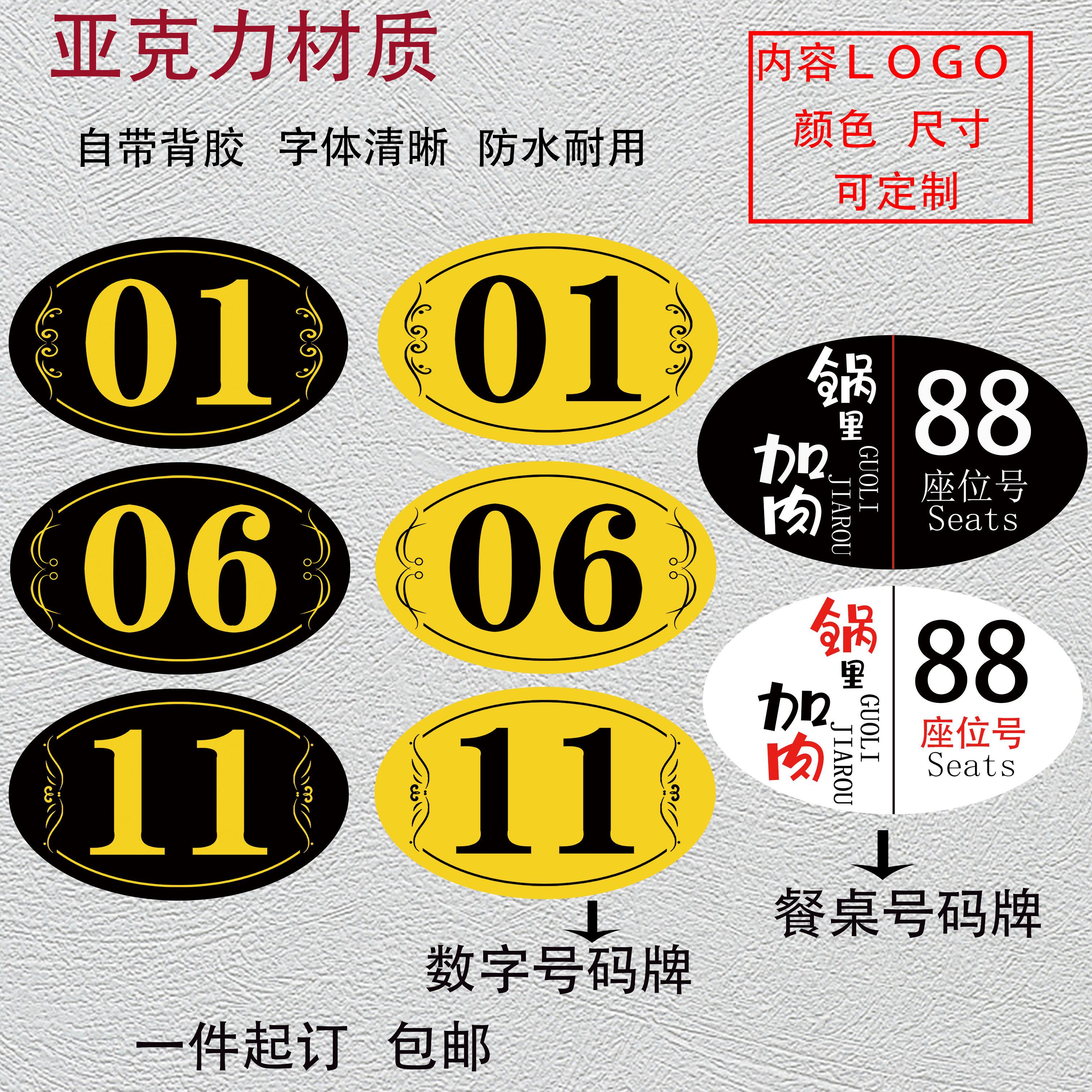 餐桌桌子柜子门牌号网吧座位号储物分区房间门号序号机器设备定制